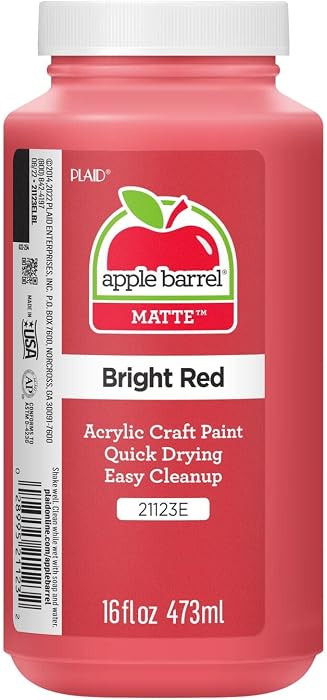 Apple Barrel Acrylic Paint in Assorted Colors (16 Ounce), 21123 Bright Red | Amazon (US)