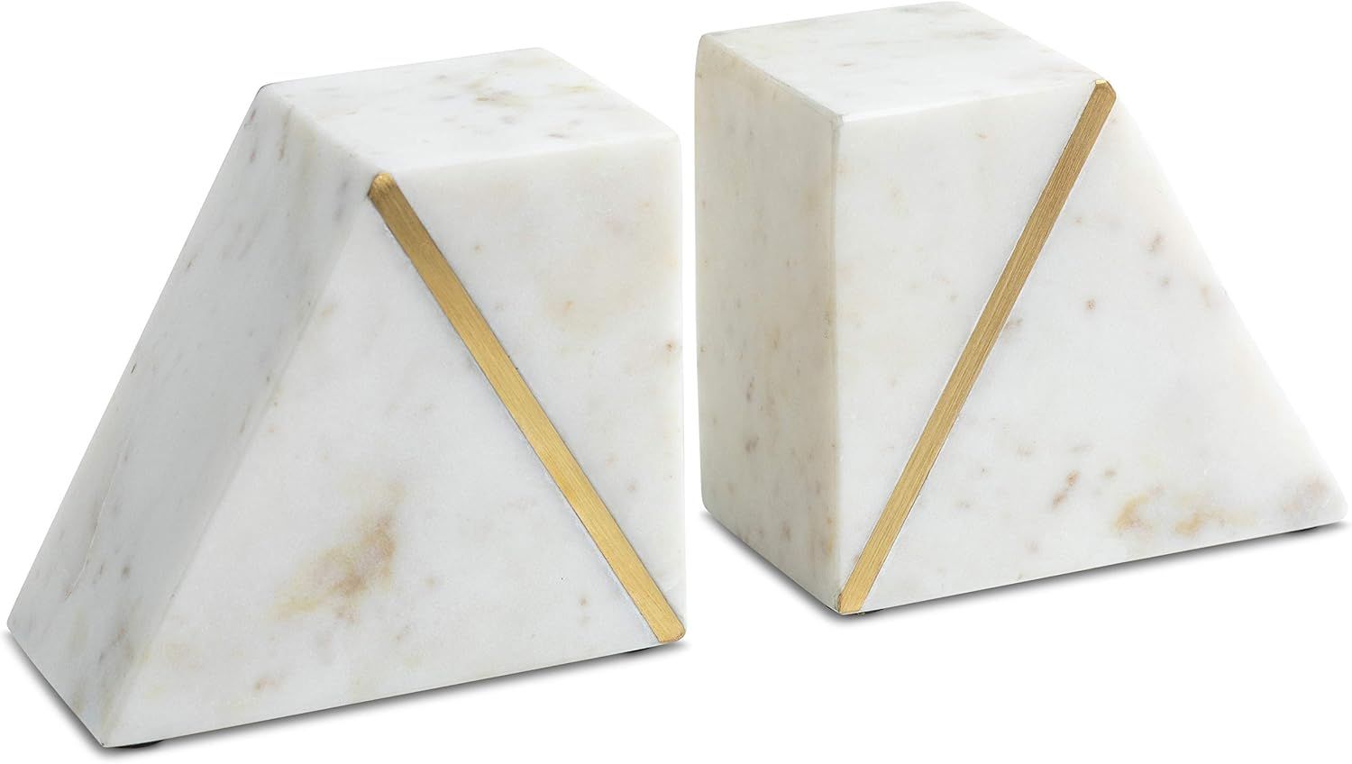 Cork & Mill Marble Bookends - Set of 2 Heavy Decorative Book Stoppers with Non-Skid Bottom - Hand... | Amazon (US)