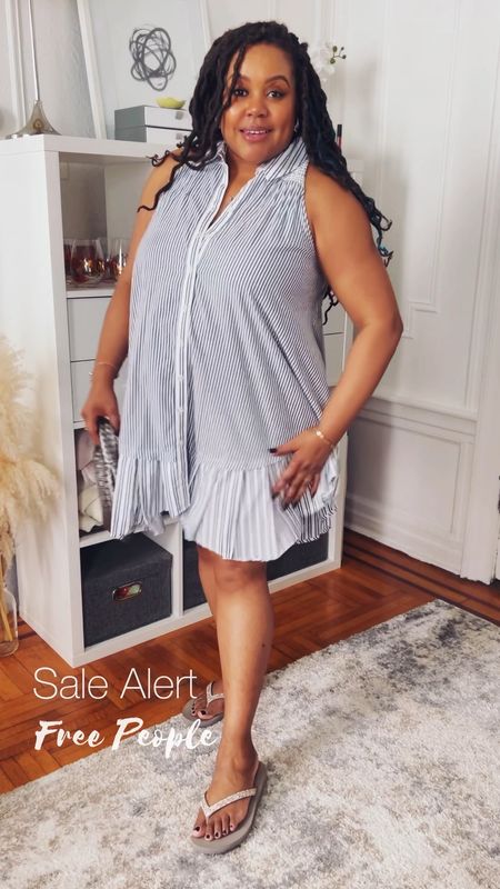 This Free People mini dress is so fun to wear and it's on sale right now! Wearing a Large, and true FP sizing, it runs large.

It can also be great for Maternity! Tummy friendly dresses, midsize outfit, striped dress #ltkunder100 #ltkover40 

#LTKcurves #LTKsalealert #LTKstyletip
