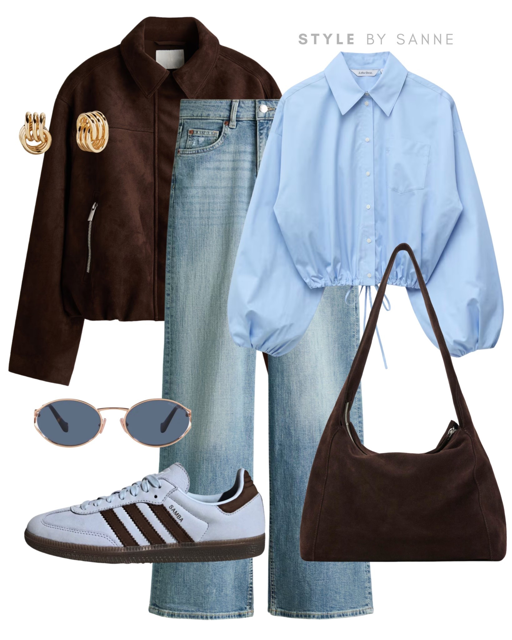 A rich brown jacket paired with light-wash denim creates a strong, everyday base. Styled with a soft blue shirt, retro sneakers and matching leather accessories for an effortless look that feels fresh, relaxed and easy to wear.🤎🩵

#LTKstyletip #LTKspring
