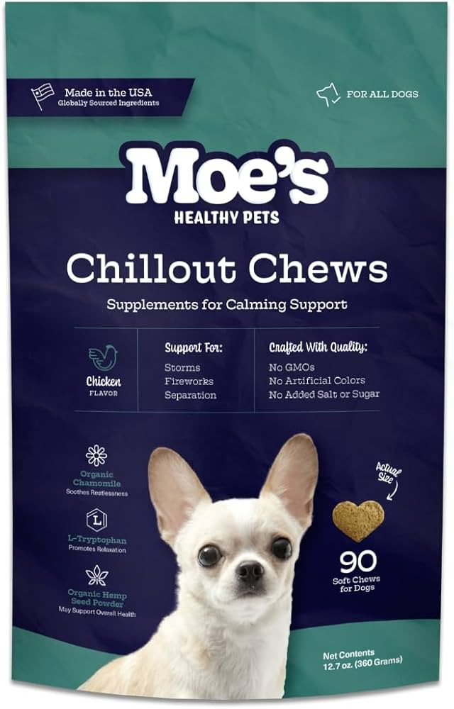 Moe’s Hemp Calming Chews for Dogs - Helps Aid with Storms, Fireworks, Chewing, Barking, Travel,... | Amazon (US)