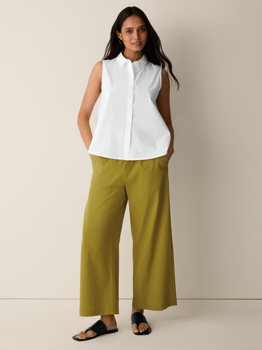 Organic Cotton Pucker Wide-Leg Pant | Eileen Fisher