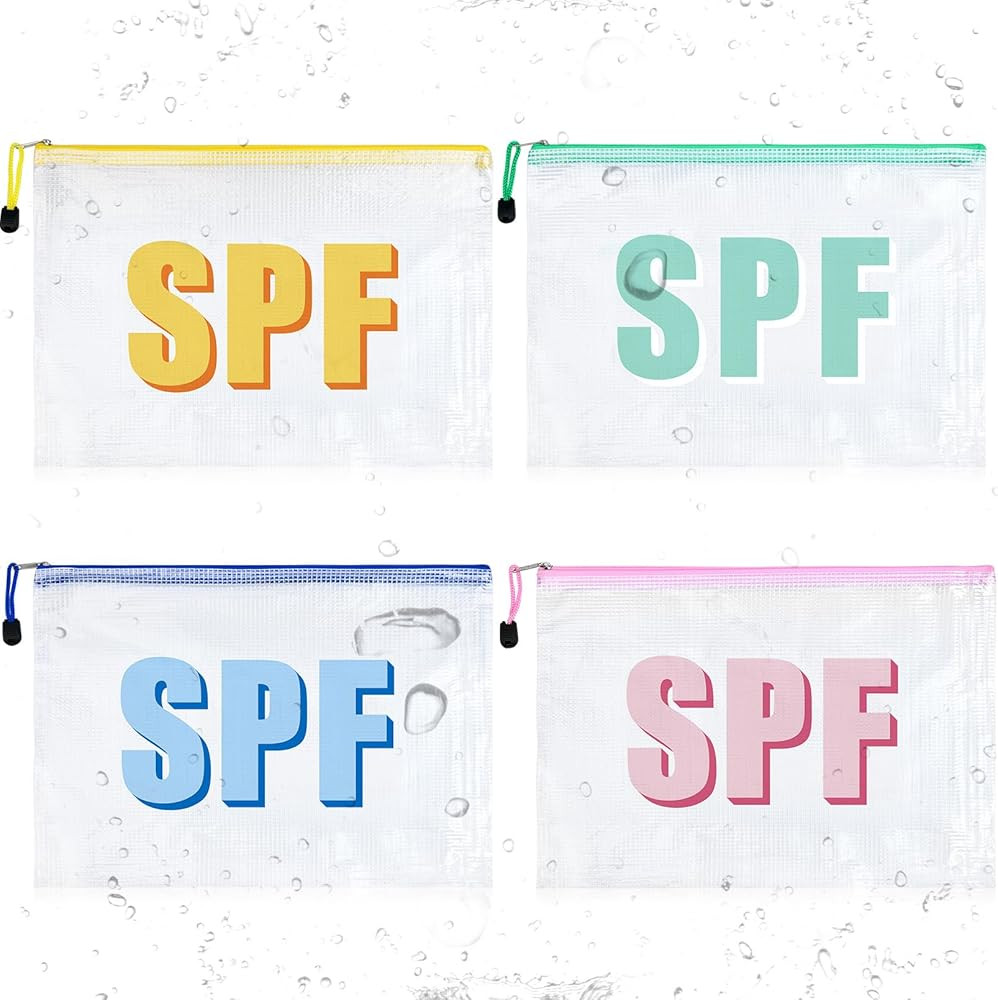 Aileam 4PCS SPF Makeup Bag Clear Zippered SPF Bag Cosmetic Pouch Waterproof Travel Toiletry Organ... | Amazon (US)