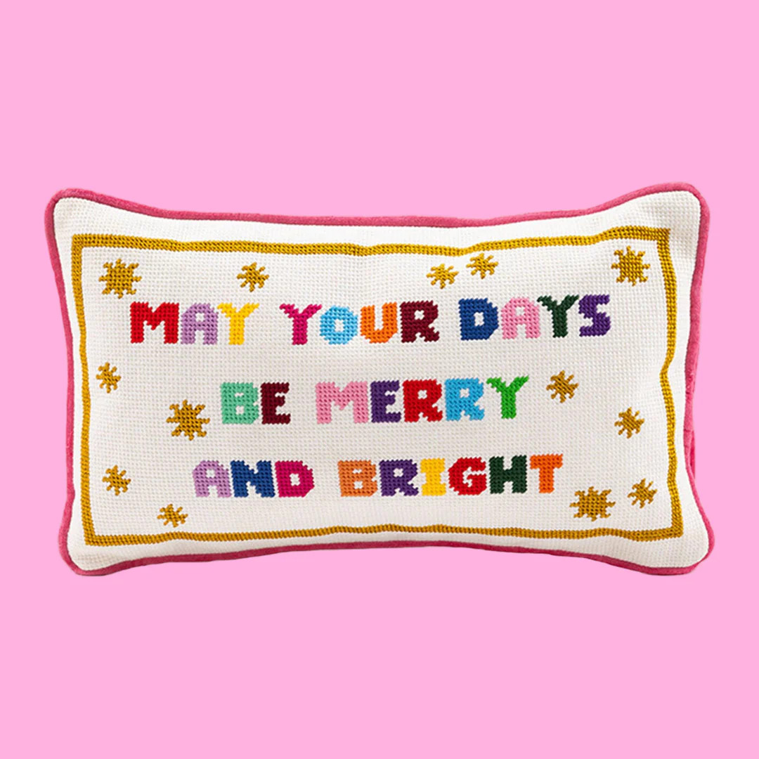 Merry & Bright Needlepoint Pillow | Teggy French