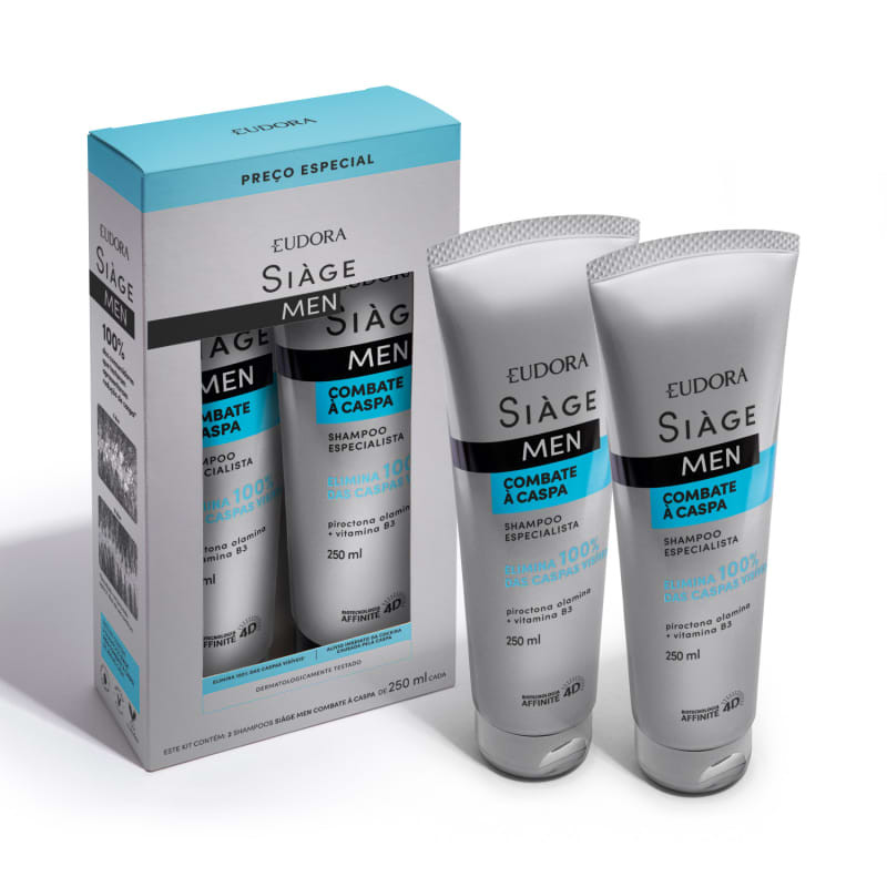 Kit Shampoo Siàge Men Combate à Caspa 250ml cada (2 itens) | Eudora | Eudora (BR)
