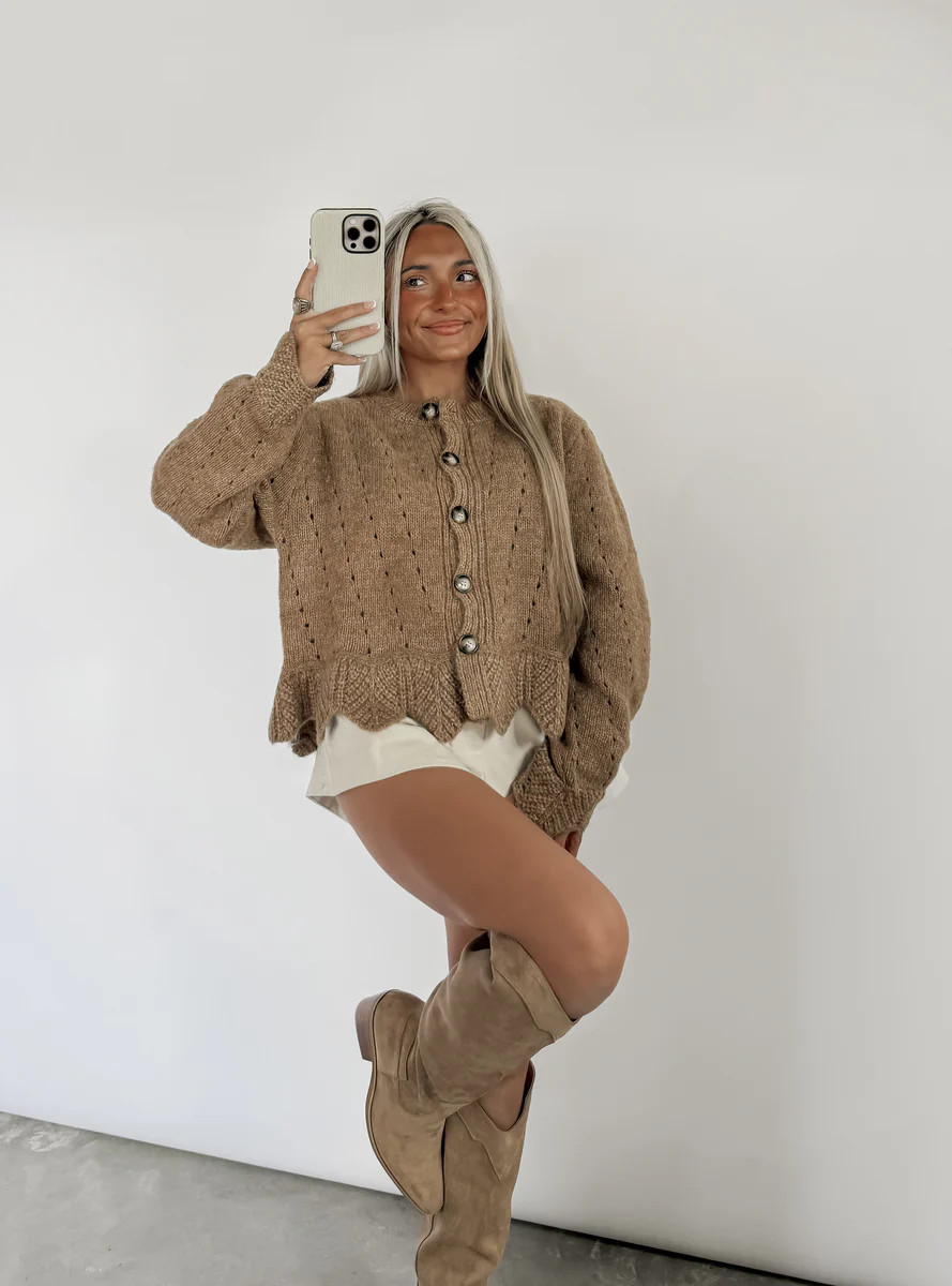 Came Prepared Textured Wool Blend Scalloped Hem Cardigan | CK Squared Boutique