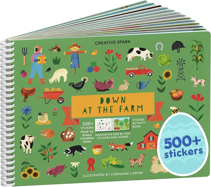 Farm Animal 500+ Kids Sticker Book by Cupkin Toddler Airplane Travel Activity Coloring and Sticke... | Amazon (US)