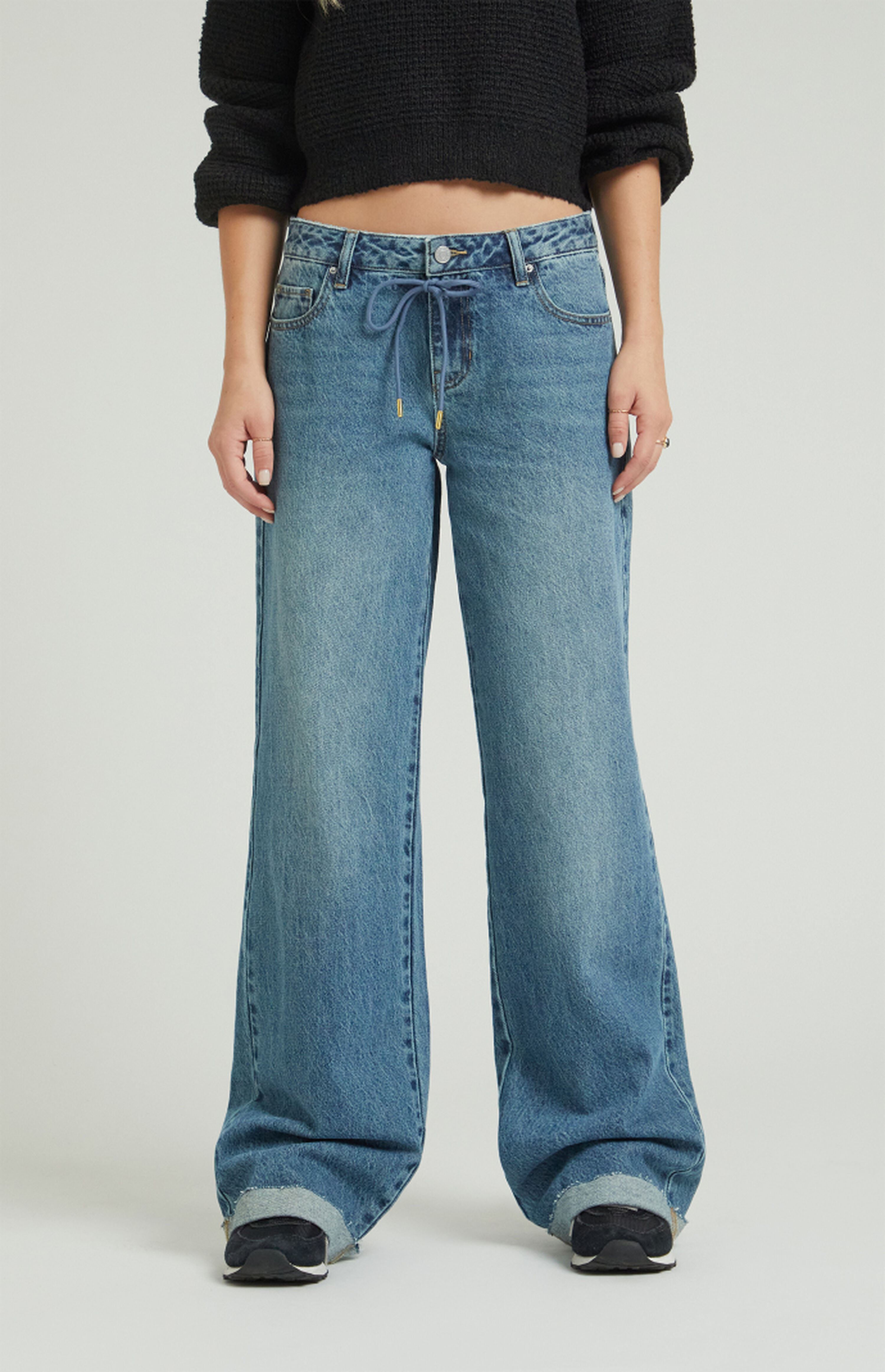 PacSun Casey Medium Indigo Drawstring Low Rise Baggy Jeans | PacSun