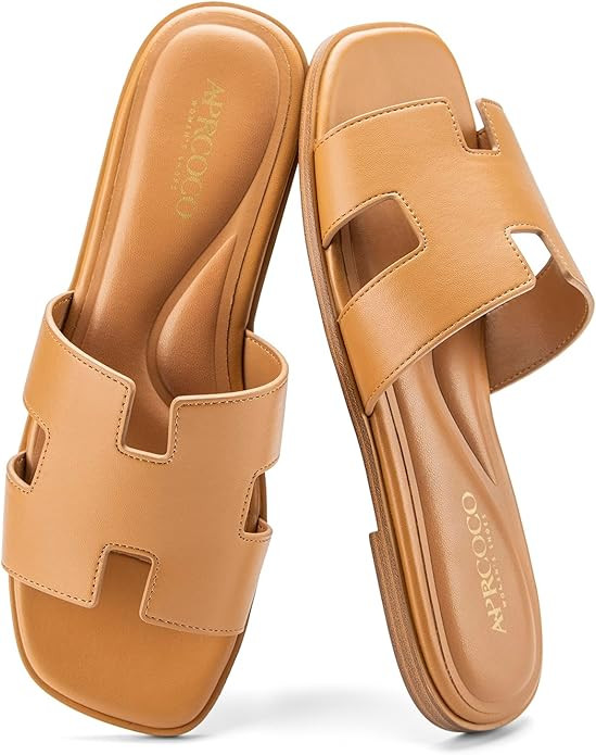 AprCoco Women's Flat Sandals Dressy Classic H-Band Flats Sandals Summer Beach Vacations Slide San... | Amazon (US)
