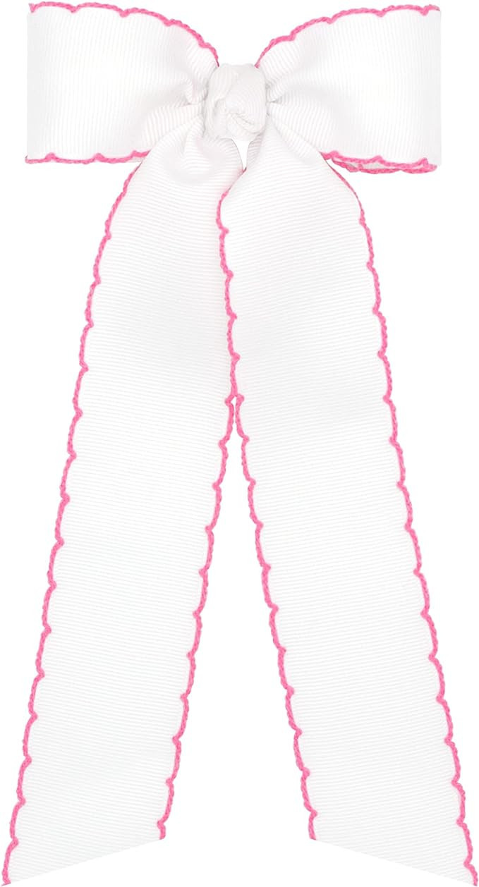 Wee Ones Girls' Moonstitch Grosgrain Bowtie with Moonstitch Trim, Knot Wrap | Amazon (US)