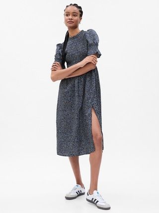 Puff Sleeve Smocked Midi Dress | Gap (US)