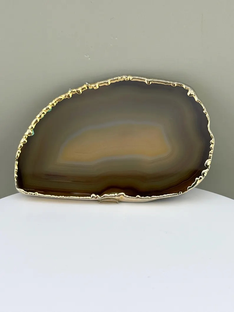 Handmade Agate Slice Belt Buckle Gold Foil Edge Natural Stone 85g 3.5x2.5 - Etsy | Etsy (US)