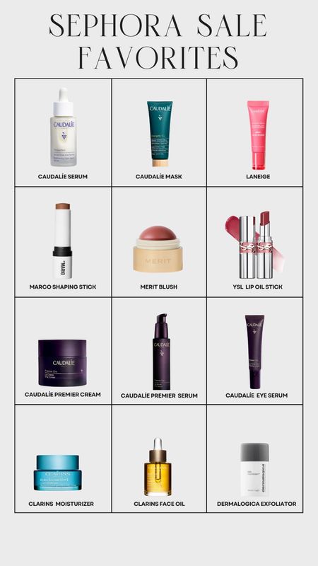 Sephora Sale Favorites 
Caudalie
YSL
Clarins
Merit
Marco

#LTKxSephora #LTKbeauty