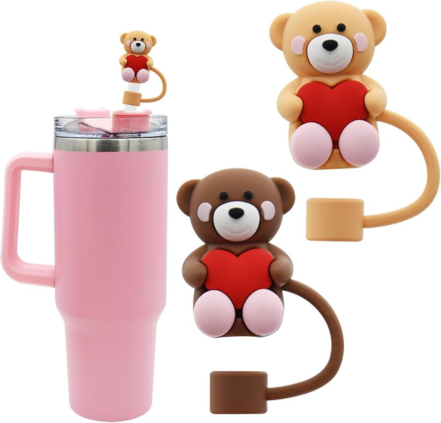 2Pcs Bear Love Straw Cap,Cover Cap Compatible with Stanley Cup,Heart-Shaped Straw Topper Compa... | Amazon (CA)