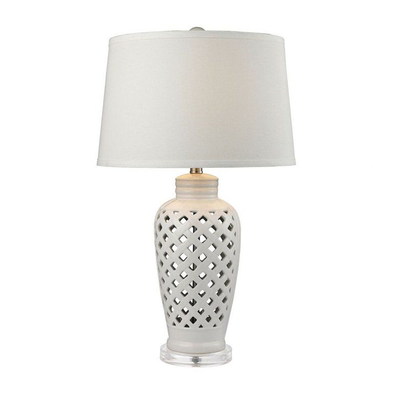 White Table Lamp Made Of Ceramic and Crystal with A White Linen Shade with A 3-Way Switch Bailey ... | Walmart (US)