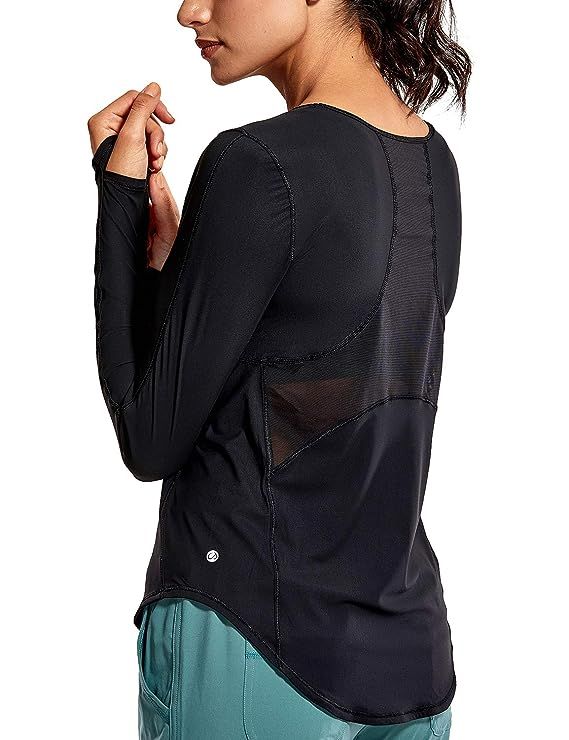 CRZ YOGA Women's Long Sleeve Workout Shirts for Women Light and Stretch Sports Shirt Mesh Back | Amazon (US)