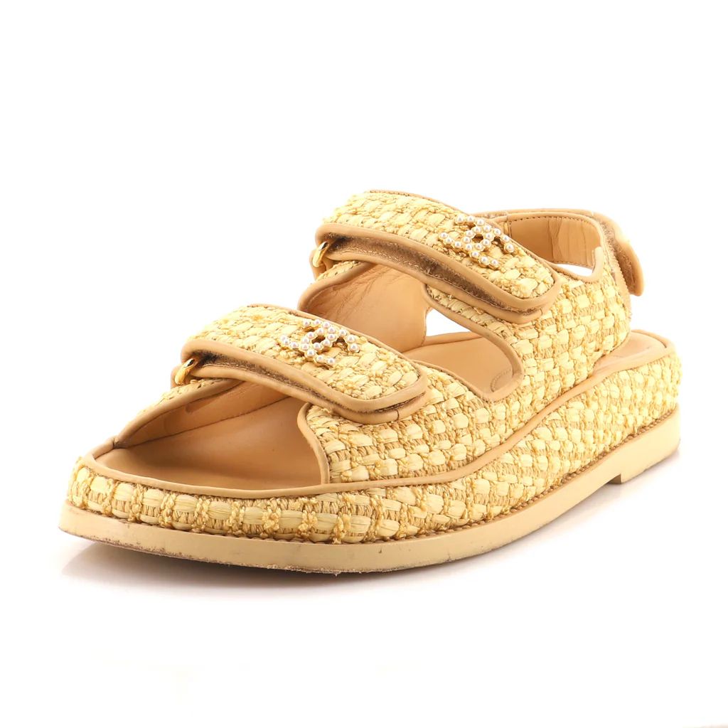 Women's Velcro Dad Sandals Raffia | Rebag