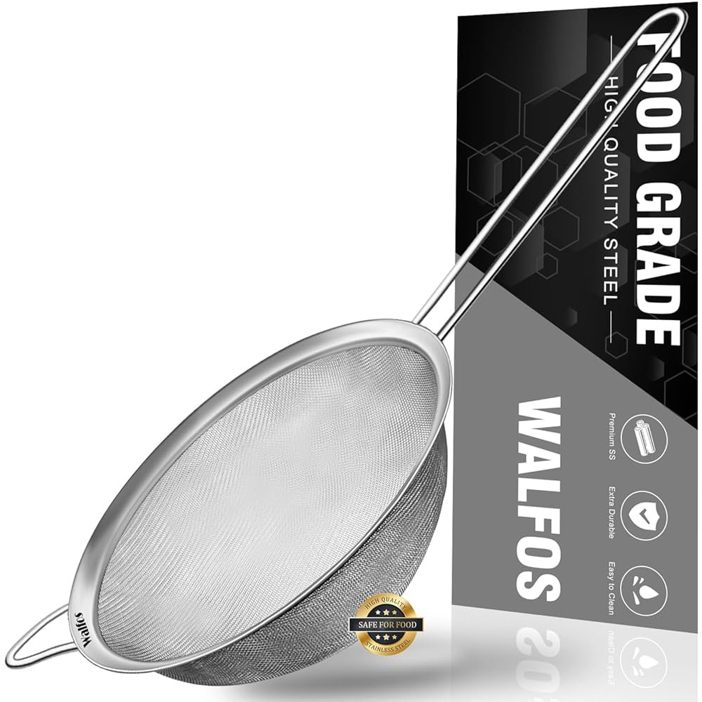 Walfos 6.3 Inch Fine Mesh Strainer, Premium Stainless Steel Sieve and Sifter with Handle, Kitchen... | Amazon (US)