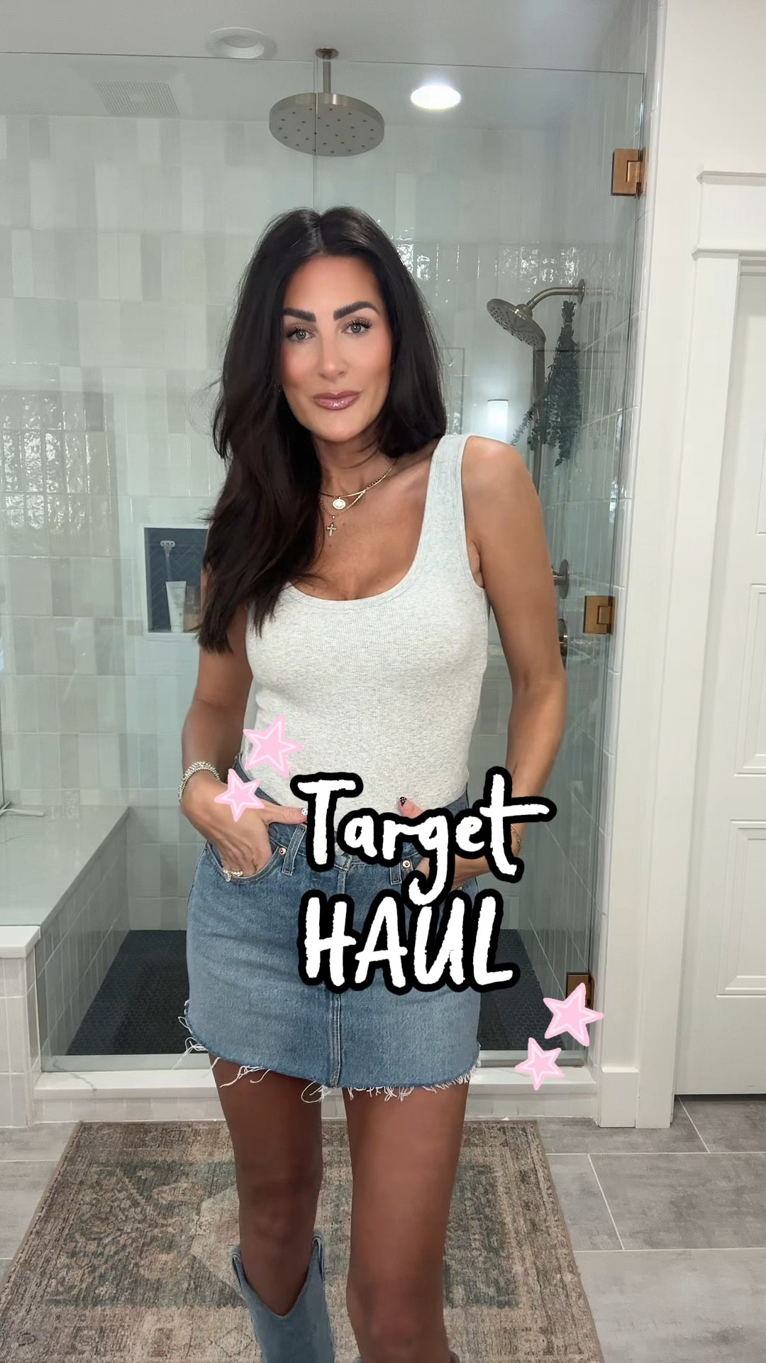 Target haul 
Floral jacket: large 
Denim jacket: large 
Pink zip up: small 
Levi skirt: 27
Levi jeans: 27 
Sweaters: medium 
Red dress: small 
Dark denim: small 
Dark denim jacket: small 
Gingham dress: small 

#LTKTall #LTKOver40