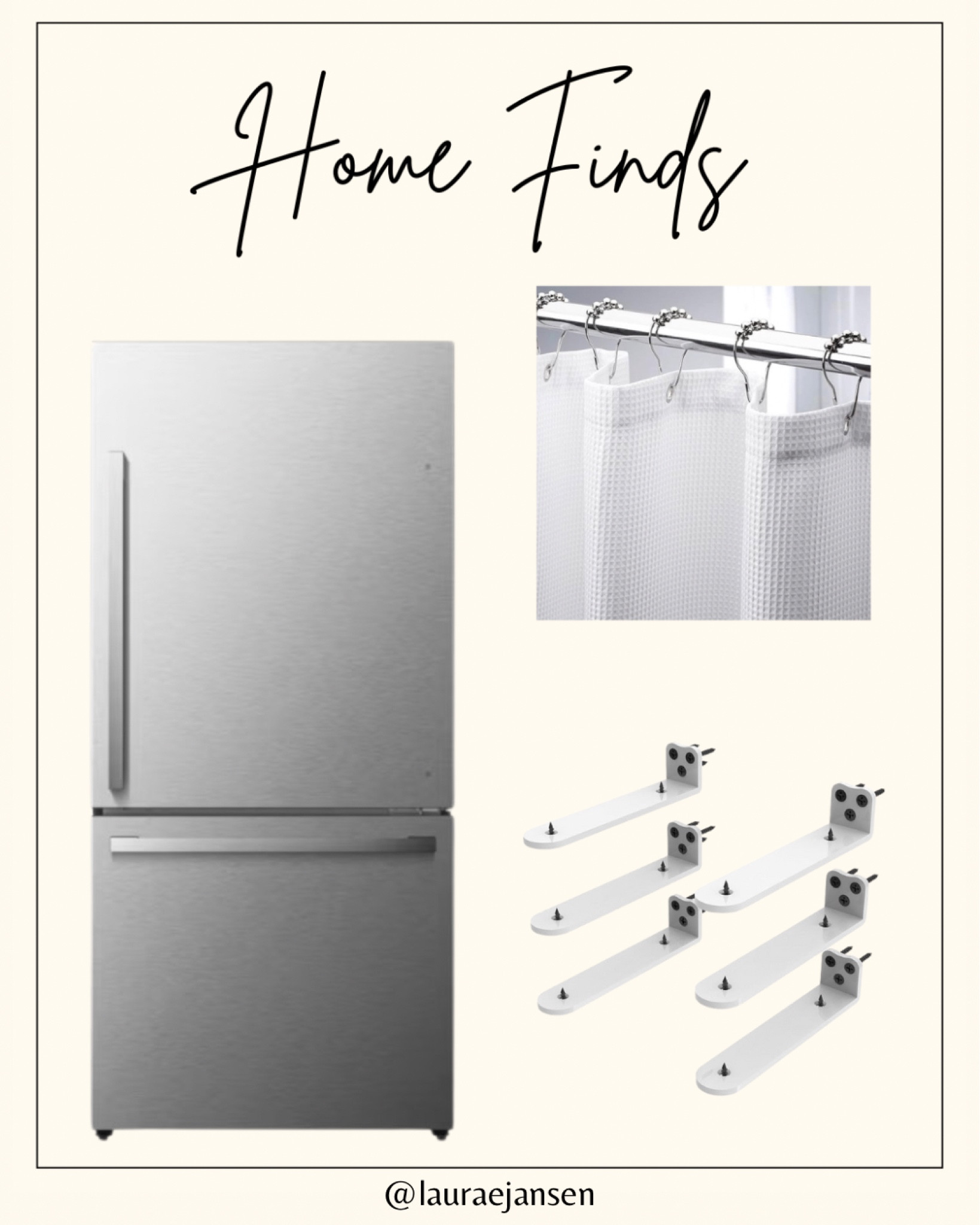 Home necessities- refrigerator, shower curtain, and floating shelf holders

#LTKHome #LTKSaleAlert