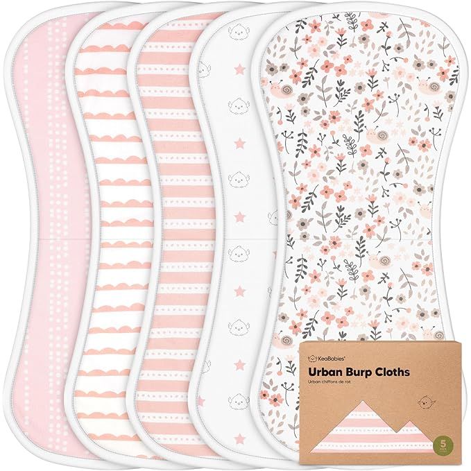 Organic Burp Cloths for Baby Boys and Girls - 5-Pack Super Absorbent Burping Cloth, Burp Clothes,... | Amazon (US)