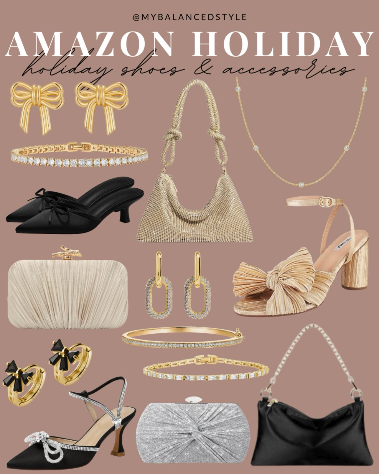 Amazon holiday shoes & accessories

holiday statement earrings
crystal clutch bags
festive hair bows
pearlescent headbands
metallic evening bags
sparkly bangles
jeweled hair clips
sequin mini purses
gold + silver layered necklaces
elegant cocktail rings

#LTKHoliday #LTKSeasonal #LTKSaleAlert