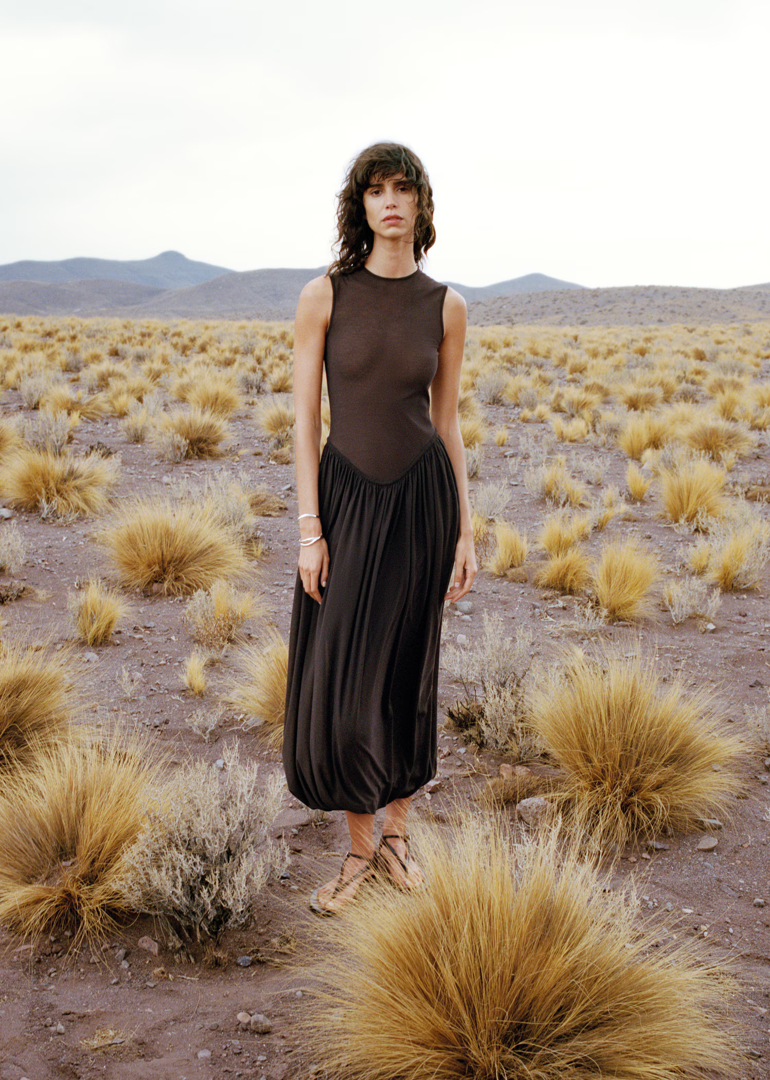 Semi-transparent dress with puffed hem - Women | MANGO USA | Mango (US/MX/AU)