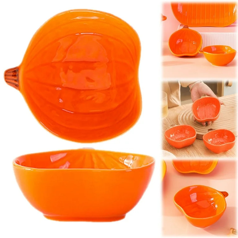 Pumpkin Soup Bowls, 2 Pcs Pumpkin Bowls, Ceramic Bowl Small Creme Dishes Dipping, Pumpkin Baking ... | Walmart (US)