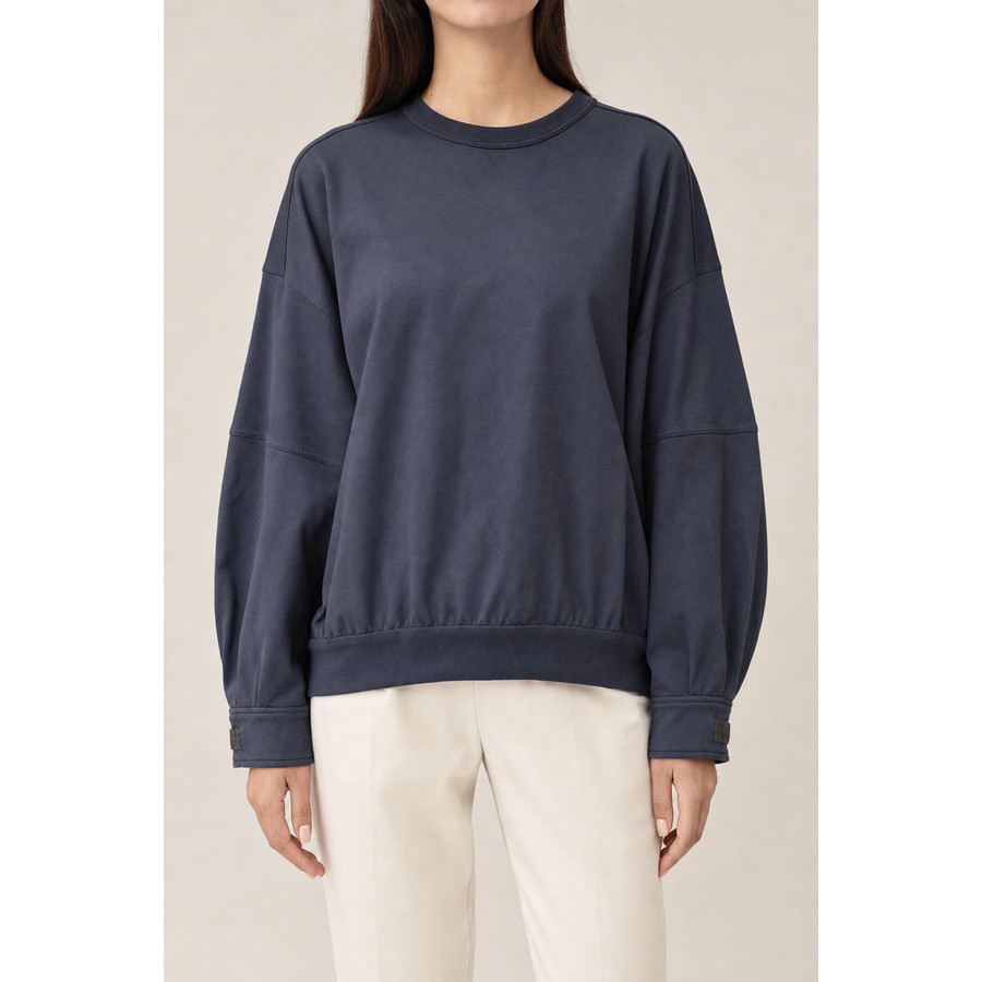 Brunello Cucinelli Womens Dark Blue Cotton Sweatshirt | Jomashop.com & JomaDeals.com