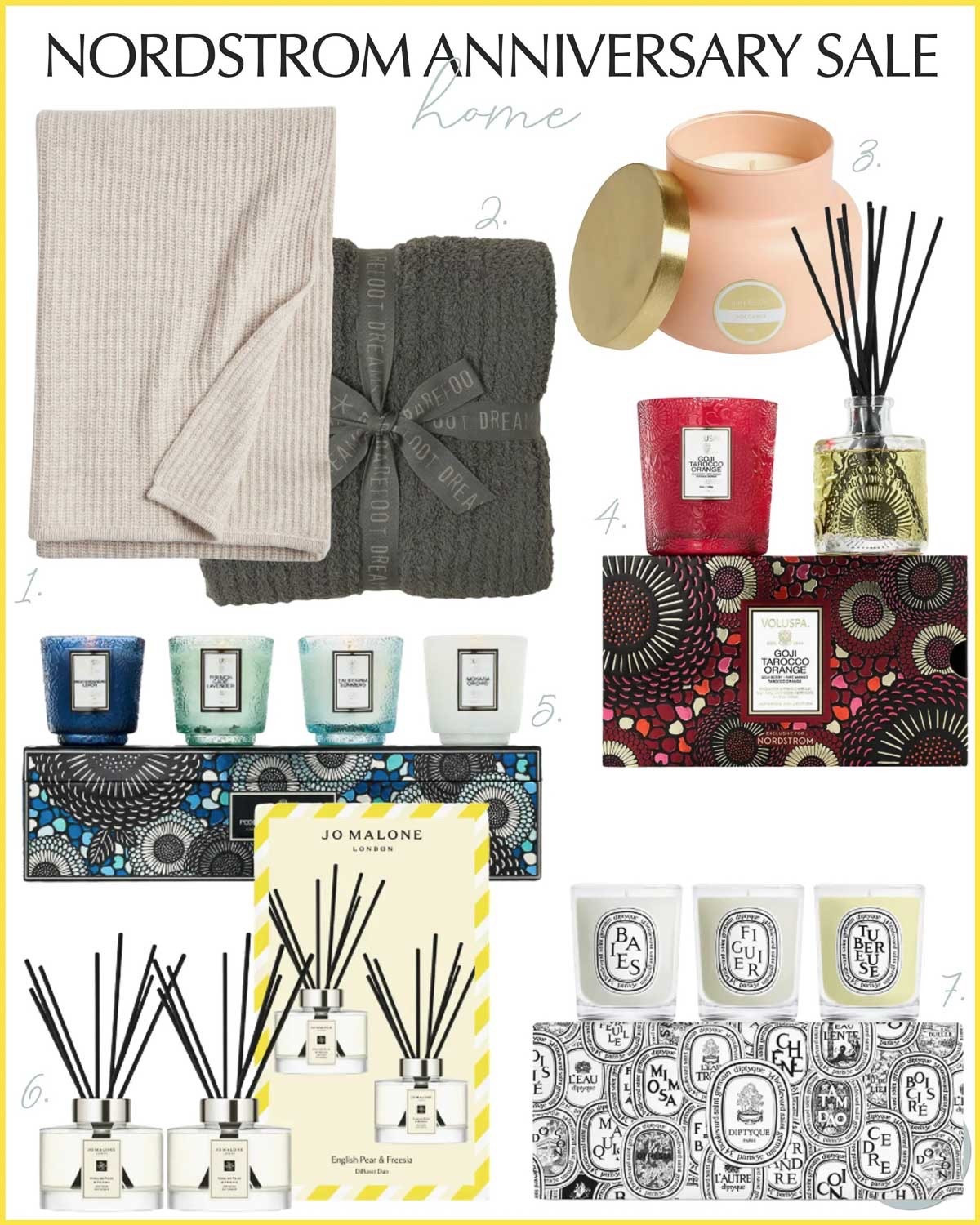 I found some great home items at the Nordstrom Anniversary Sale that are ideal gifts to give to others or to keep for yourself. I love home fragrances and these candles and diffusers smell heavenly. One of my favorite home items to give it to receive is a cozy throw blankets and these are fabulous! home gift capri blue candle voluspa candle cashmere throw blanket barefoot dreams blanket diptyque candle Nordstrom finds

#LTKHome #LTKSaleAlert #LTKFindsUnder50