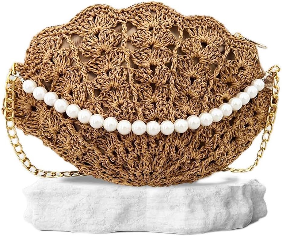 Evening Clutch Bag for Women, Handmade Crochet Wedding Party Purse, Small Flap Formal Crossbody H... | Amazon (US)