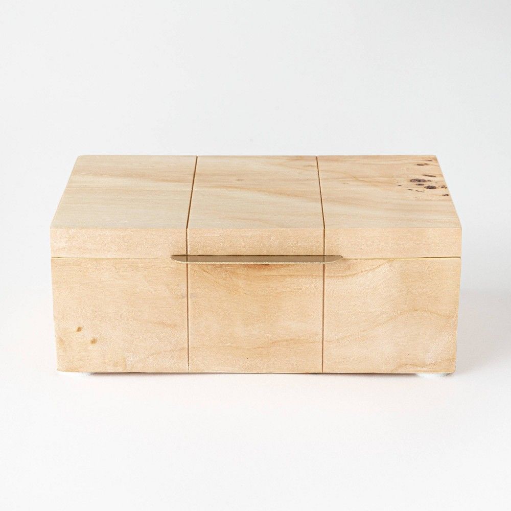 6"" x 2.2"" Decorative Burled Wooden Box Natural - Threshold designed with Studio McGee | Target