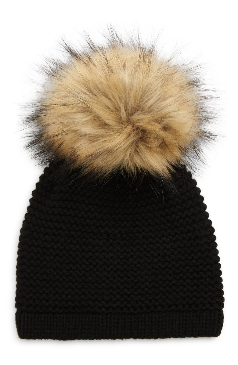 Wool Blend Beanie with Faux Fur Pom | Nordstrom | Nordstrom