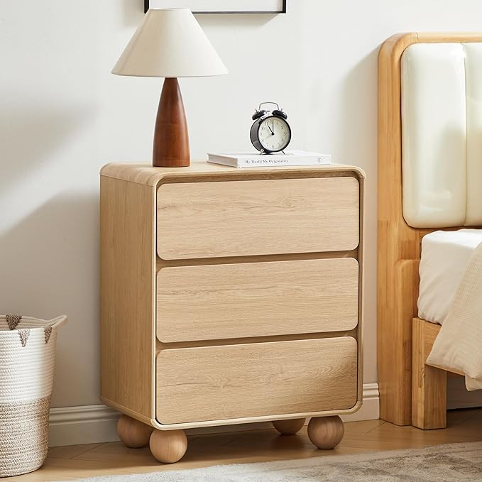 Amazon.com: AVZEAR Modern3 Drawer Dresser for Bedroom, Curved Wooden Dresser Chest of Drawers, 3 ... | Amazon (US)