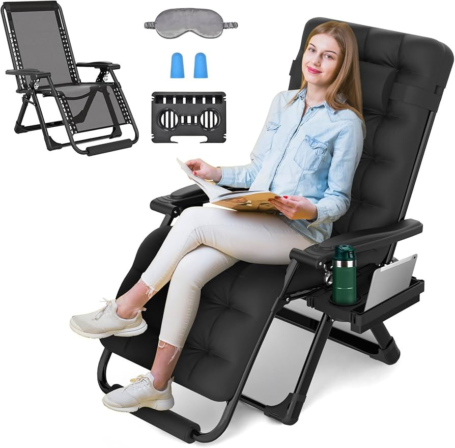 29In XL Zero Gravity Chair w/Cushion, Zero Gravity Recliner Lounge Chair for Indoor and Outdoor, ... | Amazon (US)