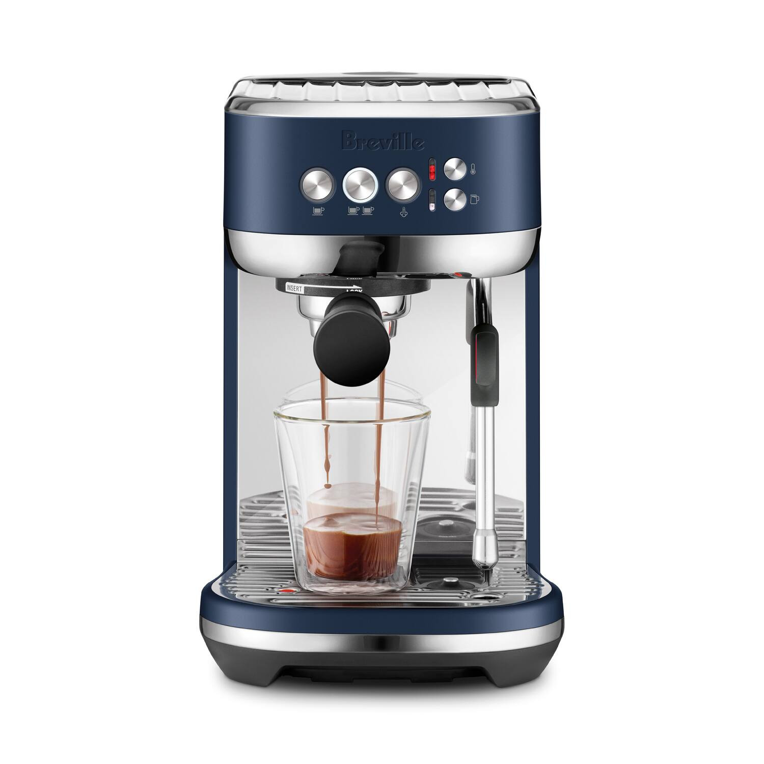 Breville - the Bambino Plus Espresso Machine with 15 bars of pressure and Milk Frother - Damson Blue | Best Buy U.S.