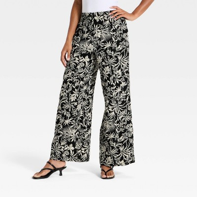 Women's High-Rise Linen Wide Leg Pull-On Pants - A New Day™ Brown XXL | Target