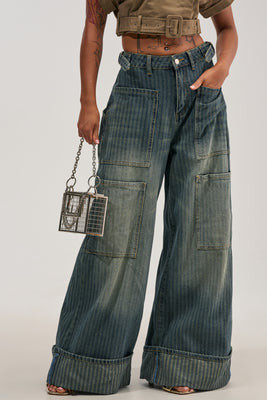 AKIRA Be Mine Stripe Denim | Size XS | AKIRA