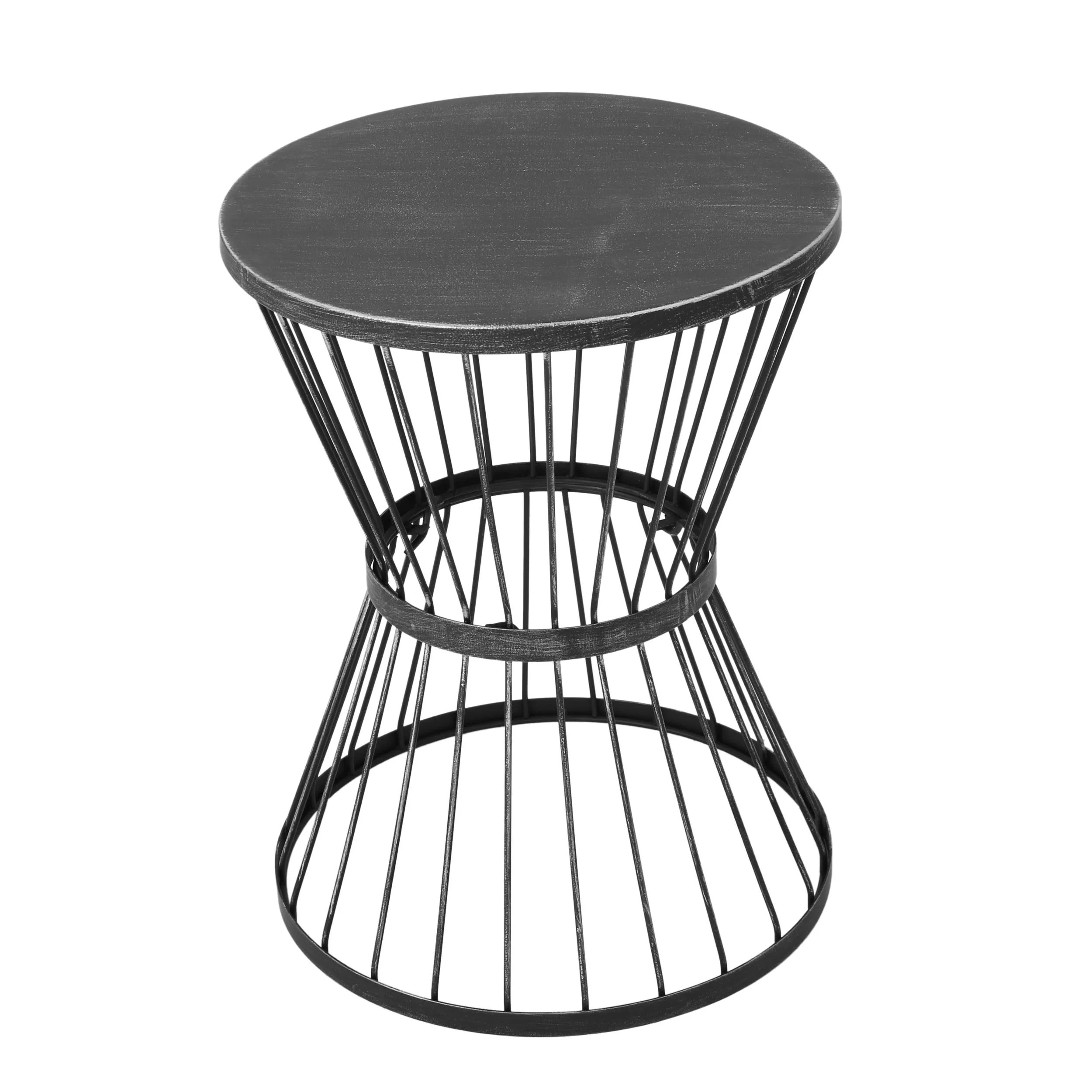 GDF Studio Fern Outdoor Metal 16 Inch Side Table, Matte Black | Walmart (US)
