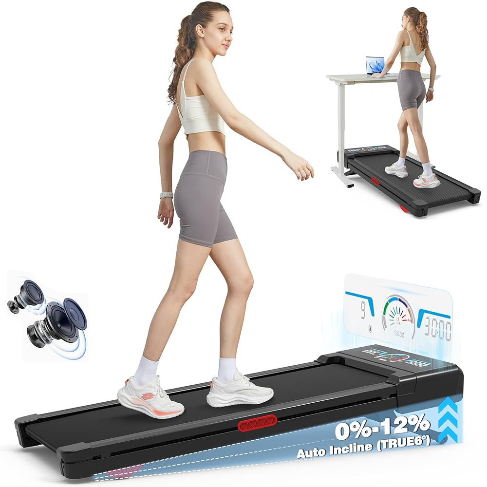 Walking Pad Treadmill with 12% 9-Level Auto Incline, 450 lbs Capacity and RGB LED Screen Under De... | Amazon (US)