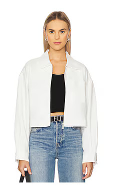 Sanctuary Cropped Paper Boy Jacket in Bleached White from Revolve.com | Revolve Clothing (Global)