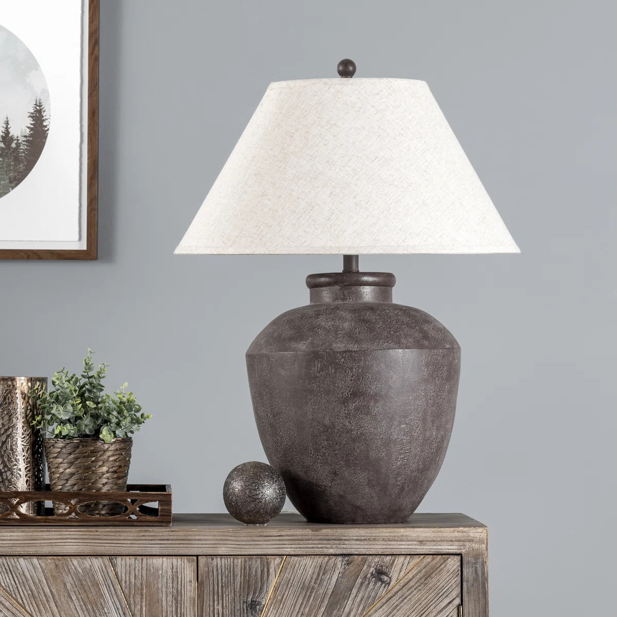 Caserta 30-inch Vintage Resin Urn Brown Table Lamp | Wayfair North America