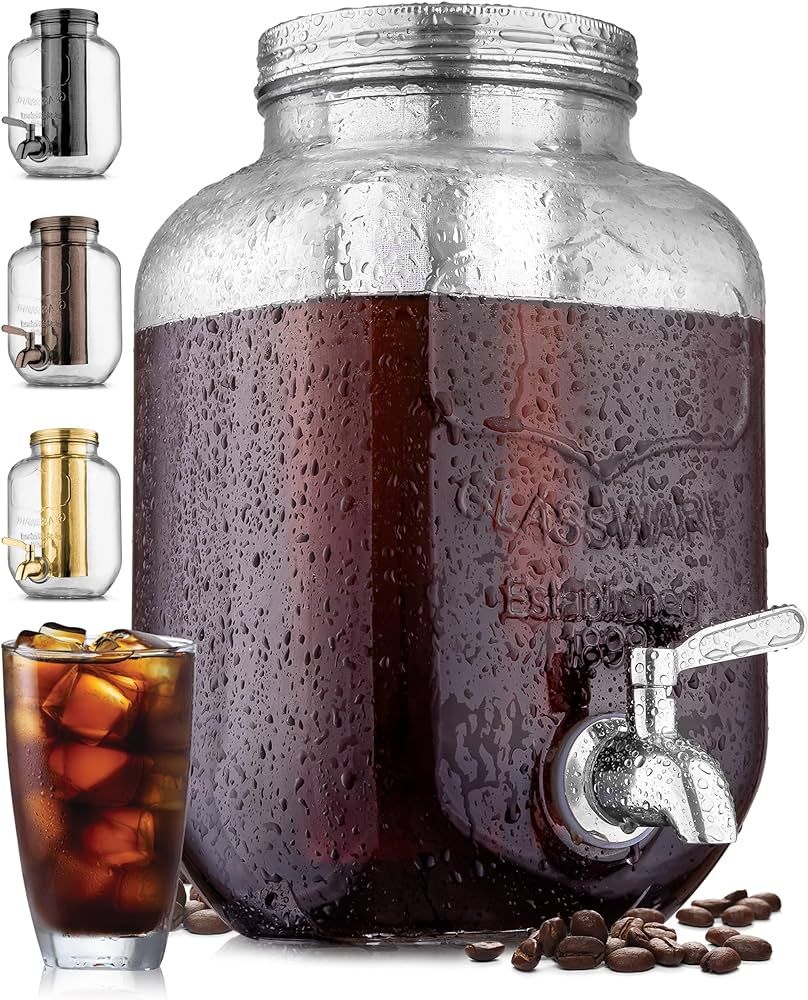 1 Gallon Cold Brew Coffee Maker with EXTRA-THICK Glass Carafe & Stainless Steel Mesh Filter - Pre... | Amazon (CA)