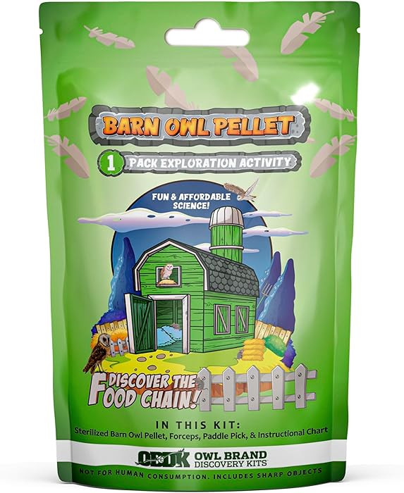 Barn Owl Pellets for Dissection - 1 Pack Medium Sized (1.5"-2.0") with Tools & Charts from OBDK | Amazon (US)