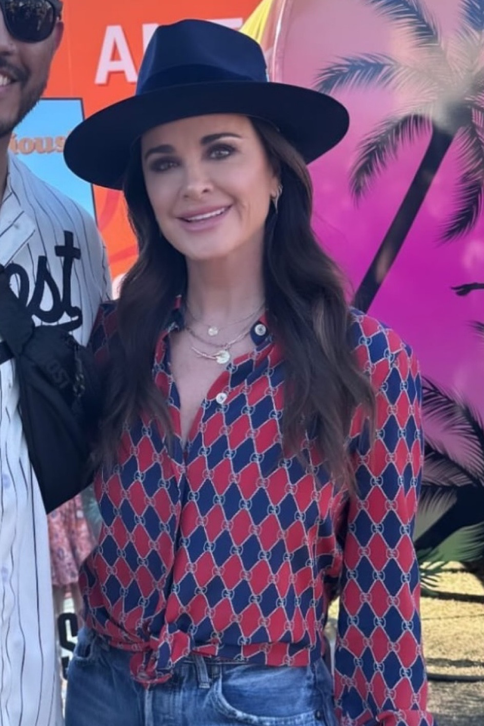 When you think of what to wear to a country music festival, a silk Gucci blouse is probably not the first thing that comes to mind.  But Kyle Richards is making it work!

If this top looks familiar, it’s because you’ve also seen it on the show a few seasons ago.   

I love that Kyle found a new way to wear an old gem, but sadly because it’s an older top it’s harder to come by.  I’ve linked a few options from Poshmark and Vestiare below, and will keep updating the post as I find more.   On the bright side, you always get a good deal when you go second hand, and it’s sustainable! 

#LTKsalealert #LTKover40 #LTKstyletip