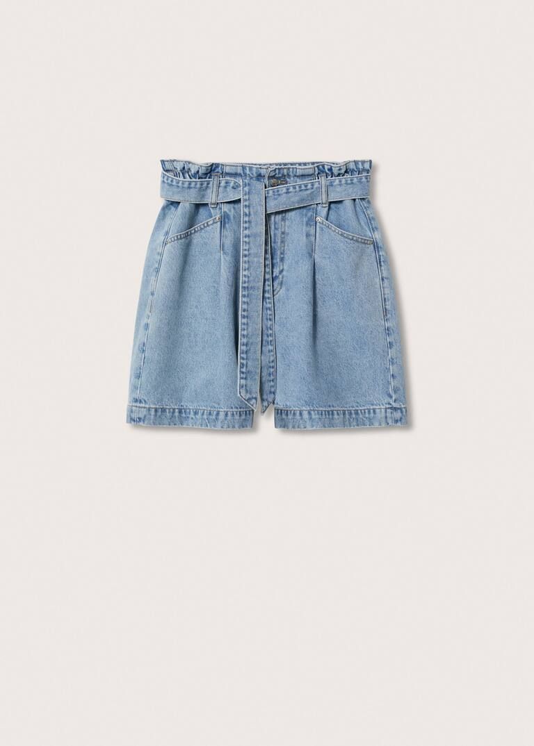 Paperbag denim shorts | MANGO (UK)