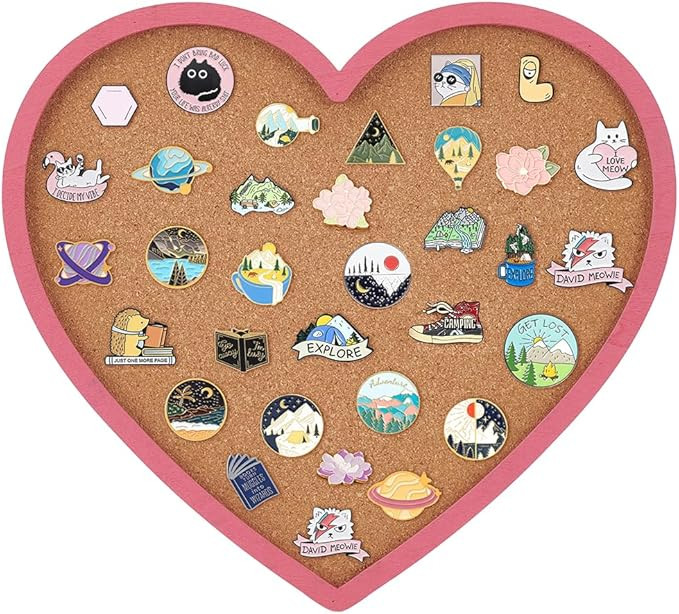 BENECREAT Pearl Pink Heart Pin Cork Board, 11.8x10.7inch Bulletin Display Board Wall Mounted Cork... | Amazon (US)
