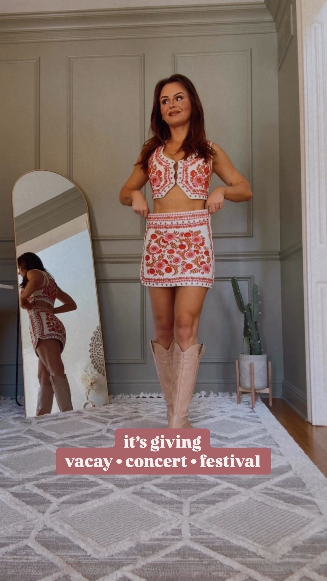 Vacation vibes or concert or festival —this outfit does it all! 

Even date night! You could also add a lace bralette or tank under it to make it more kid friendly… I just don’t care lol 

In Mexico I wore this set with red wanted instead of boots and I got a million compliments on it! 

The matching set is beautiful and versatile! I could def mix and match with these pieces but it’s perfect for spring break vacations, date nights, concerts or even festival! 

For festival id do pink boots, my red cowgirl hat and probs a body chain under the vest to take it up a notch with bigger earrings probs 😜


Country concert outfit 
Festival outfit inspo
Date night outfit inspo
Vacation outfit 

#LTKParties #LTKWatchNow #LTKFestival