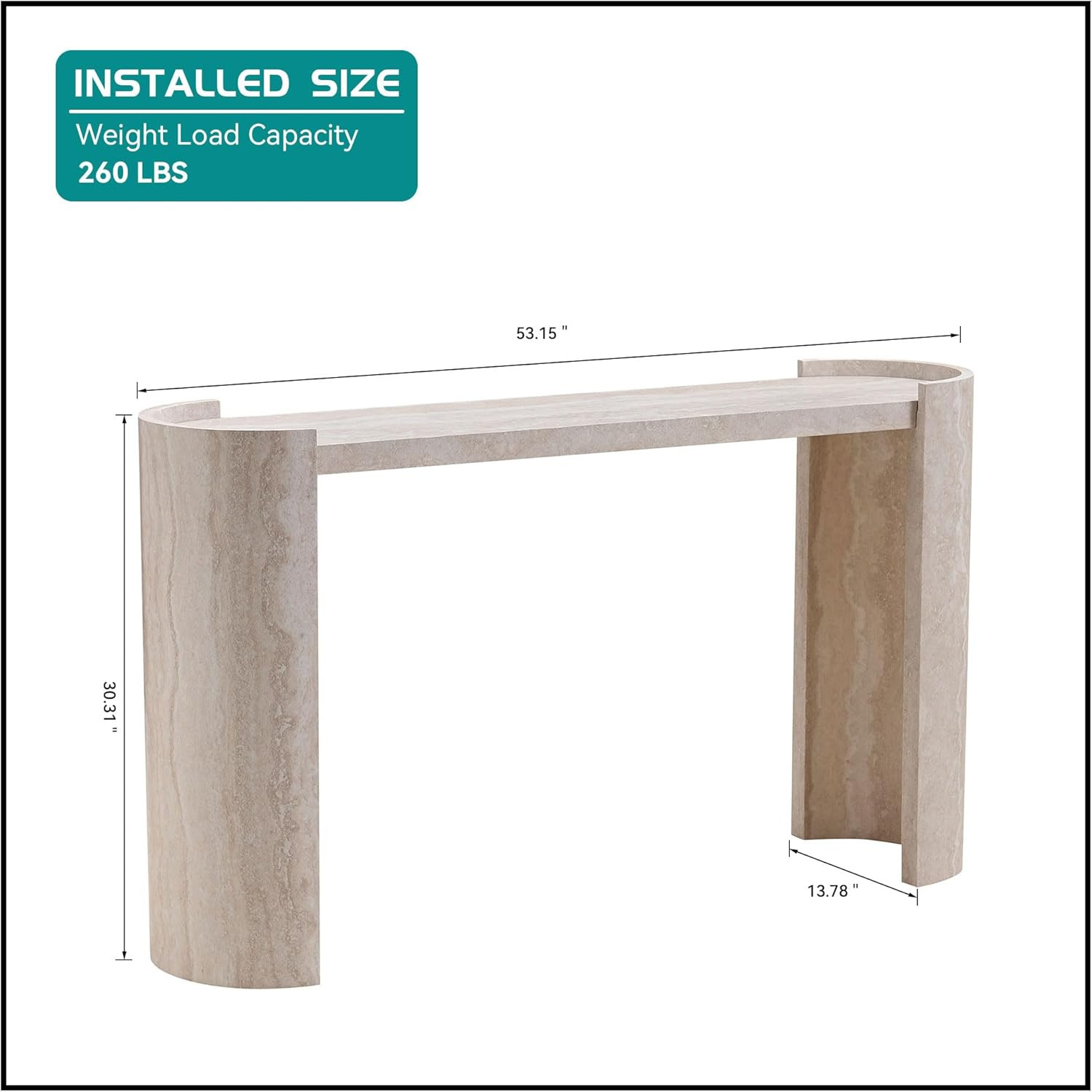 53.15" Faux Marble Pattern Entryway Table - Modern Narrow Console Table for Living Room and Hallw... | Amazon (US)