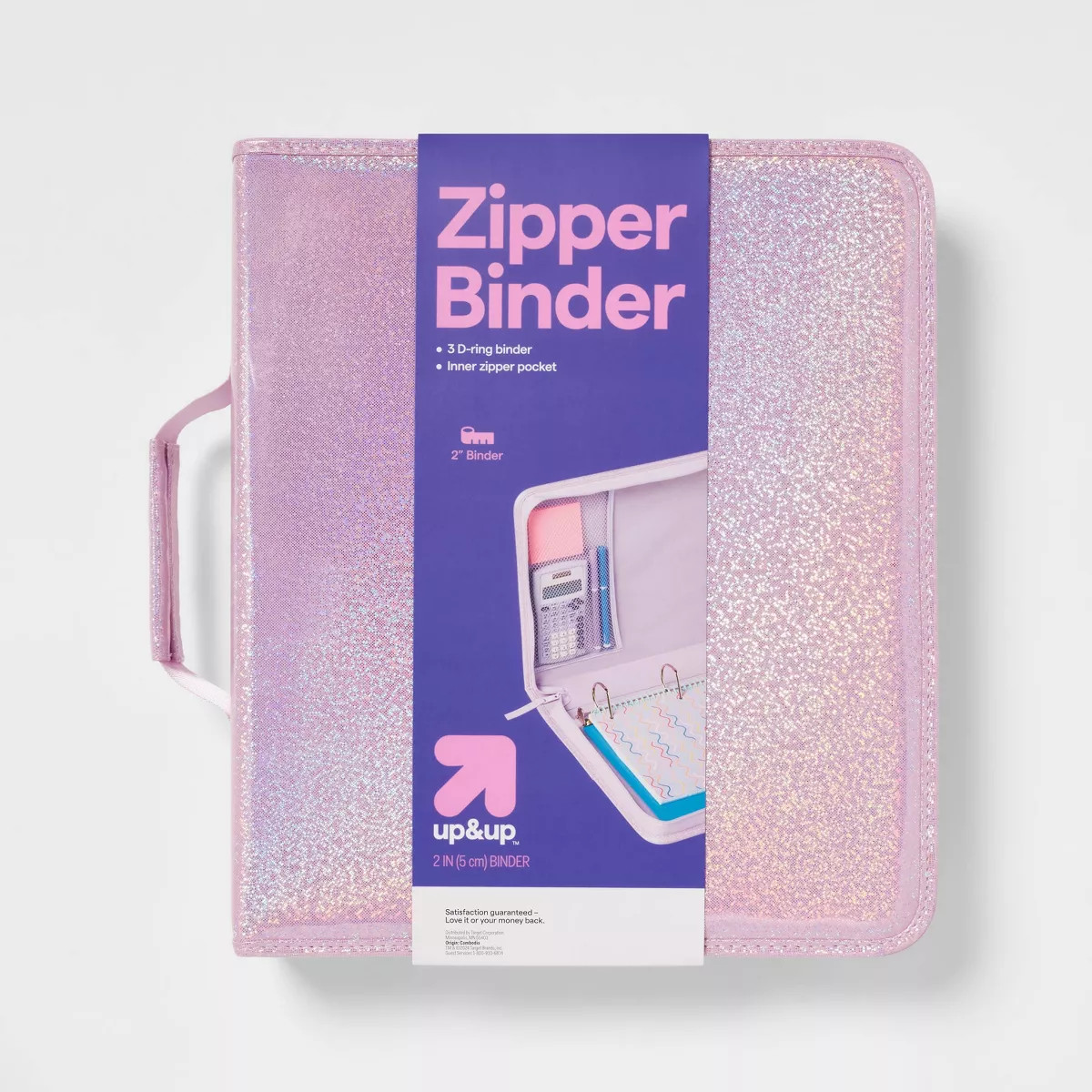 2" Fashion Zip Binder Glitter Purple - up&up™ | Target